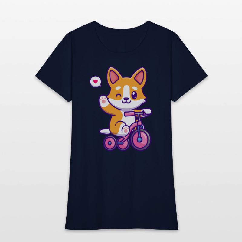 Cute Corgi Dog Riding Bicycle in Garden