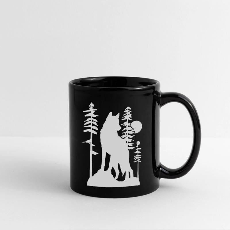 Silhouetted Wolf in Forest Scene