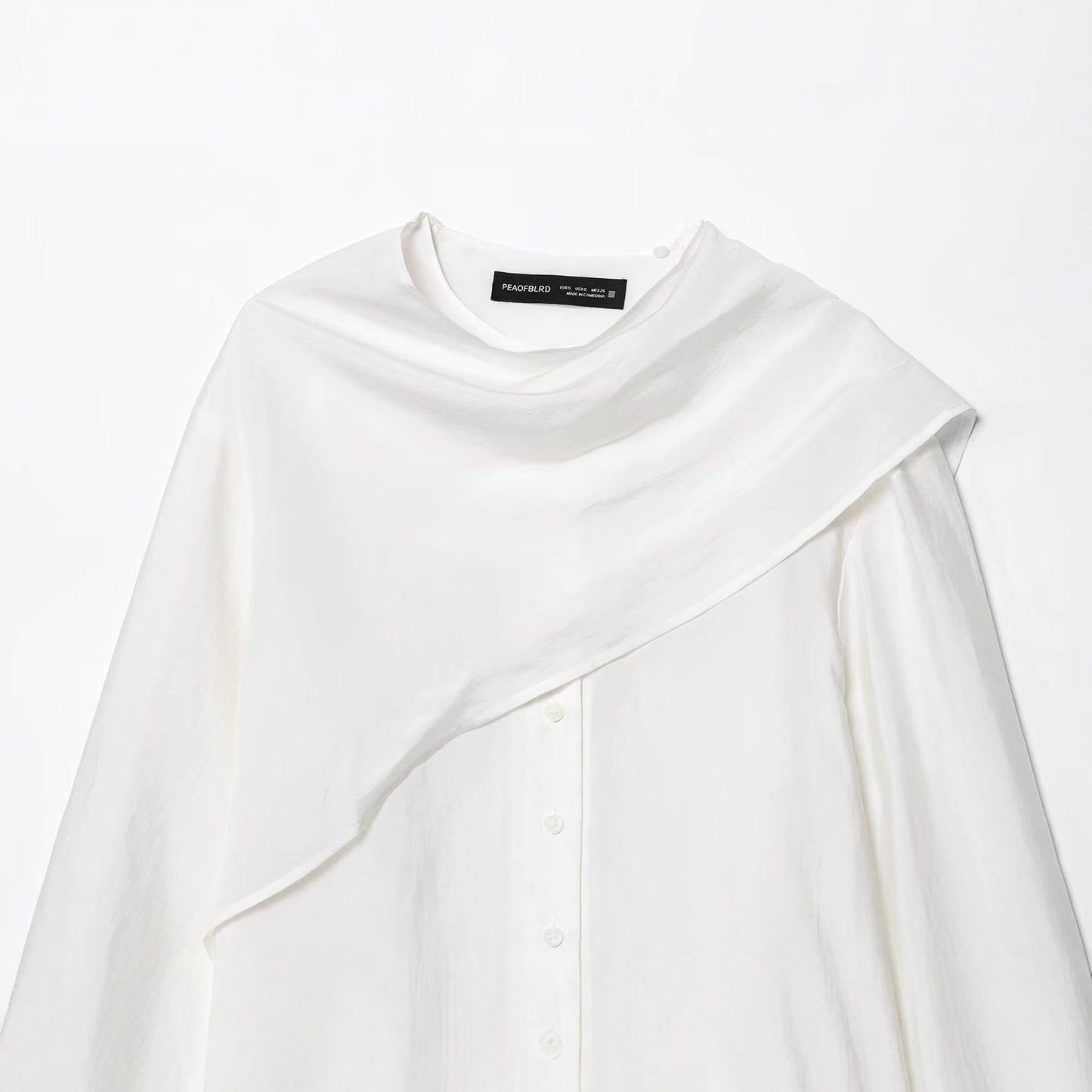 Flip collar navy collar white versatile shirt for women