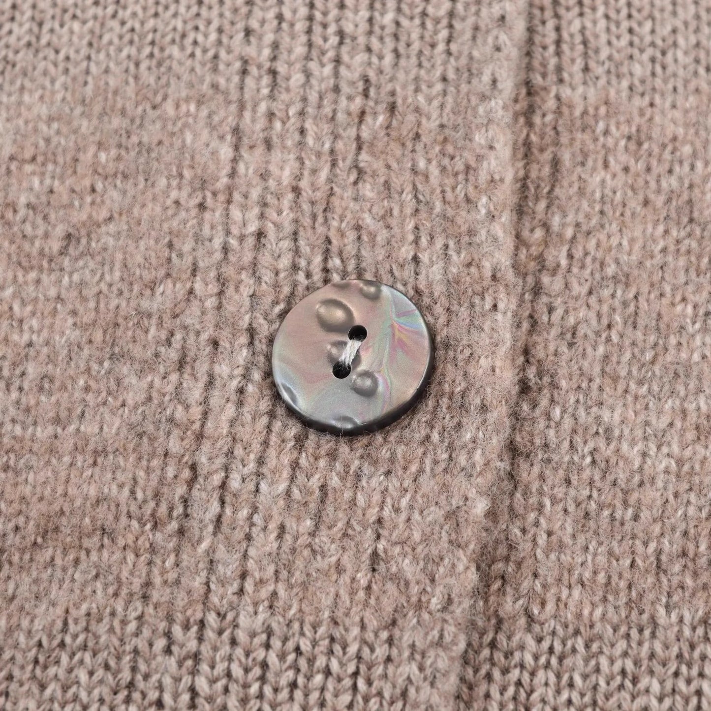 Button decoration round neck long sleeved knitted cardigan jacket for women