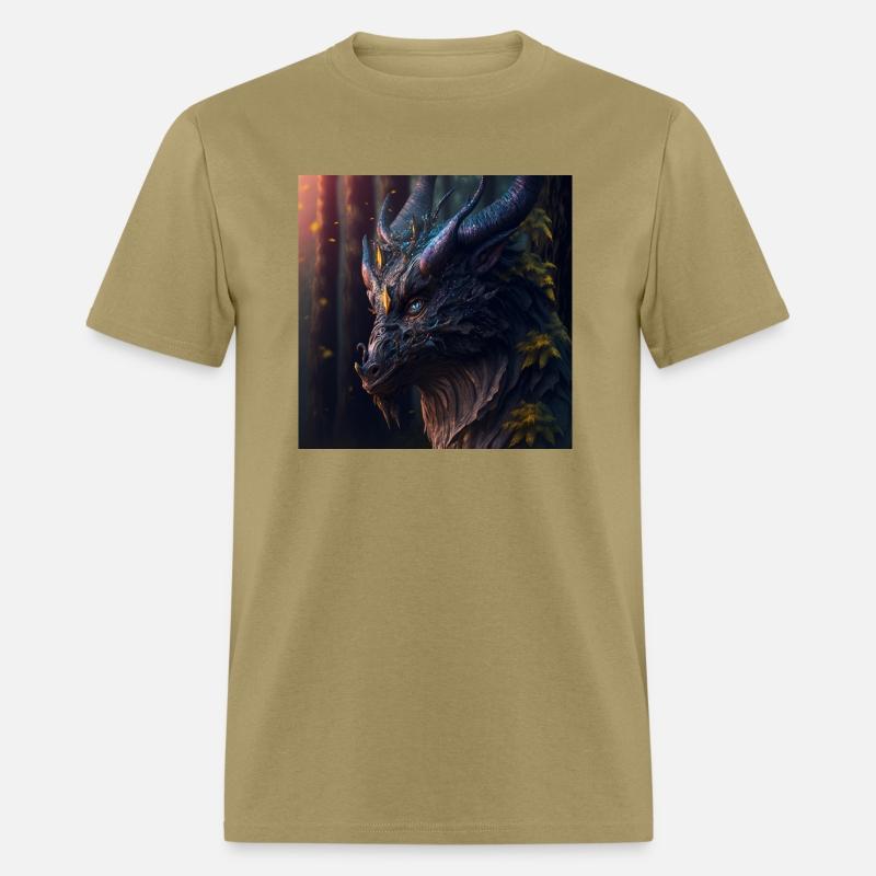 A close up of a dragon s head in a forest