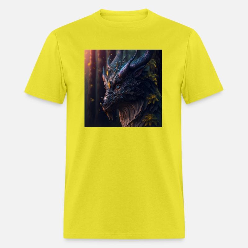 A close up of a dragon s head in a forest