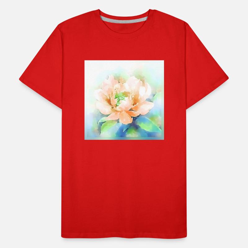 Beige peony flower digital watercolor painting