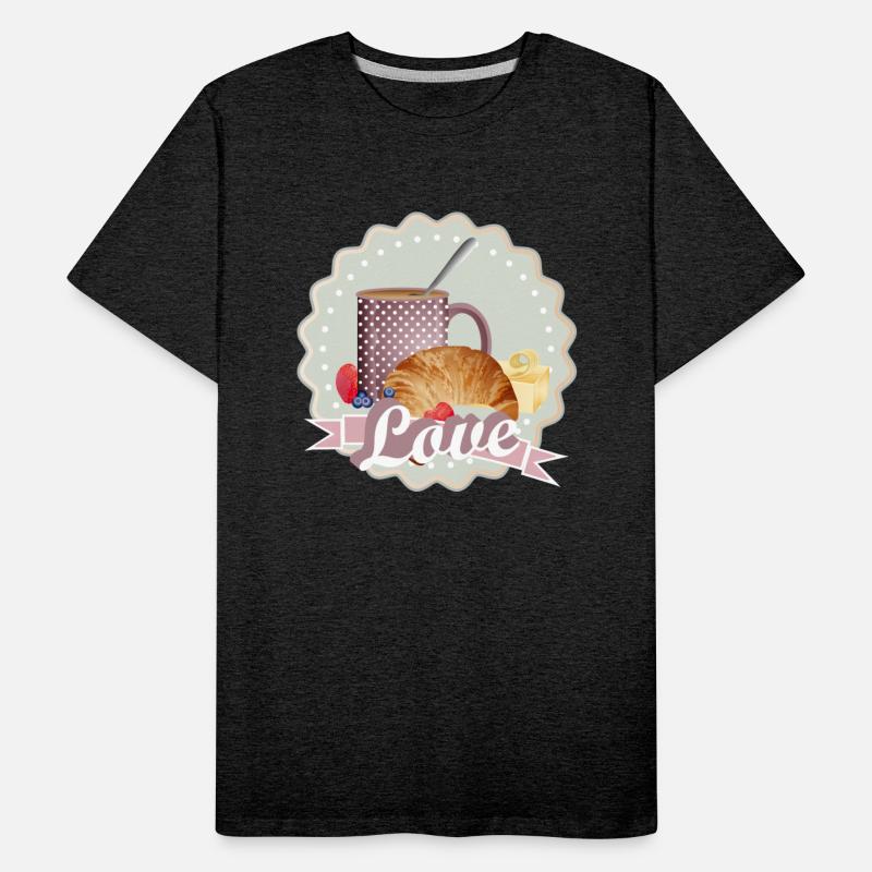 Breakfast with love, croissant, coffee and berries