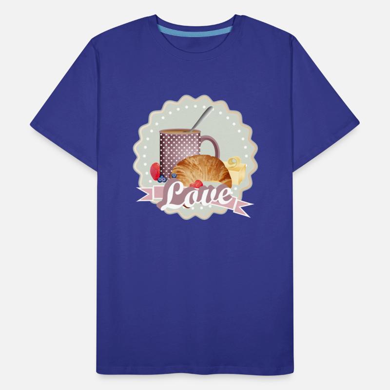 Breakfast with love, croissant, coffee and berries