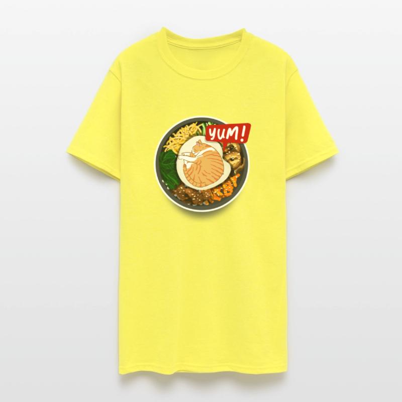 Cat sleeping in ramen bowl