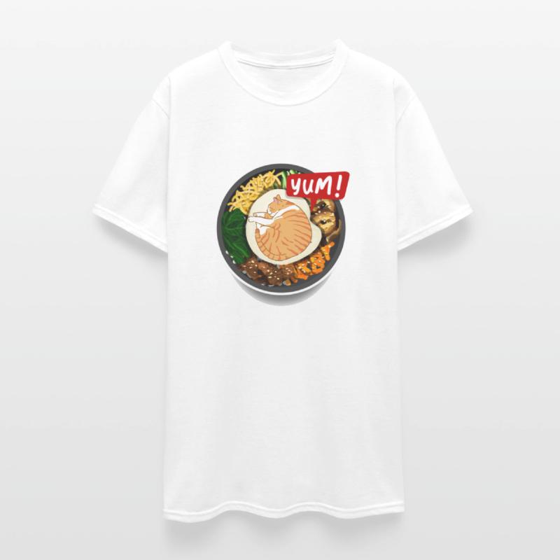 Cat sleeping in ramen bowl