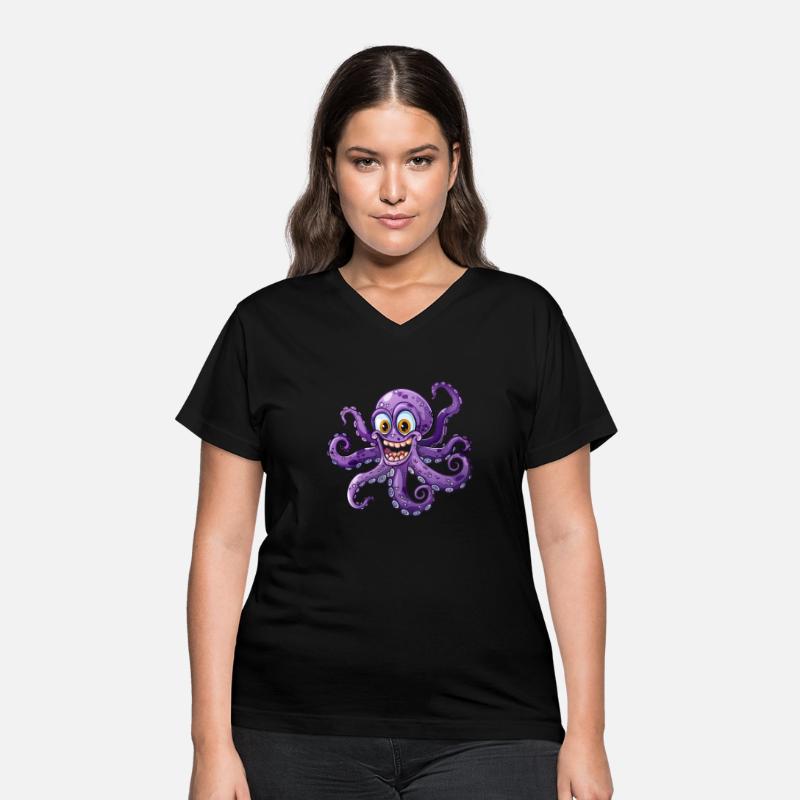 Cheerful Purple Octopus With Big Eyes