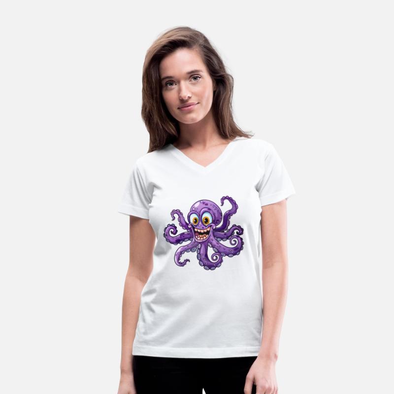 Cheerful Purple Octopus With Big Eyes