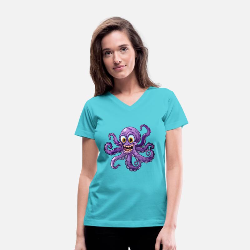 Cheerful Purple Octopus With Big Eyes