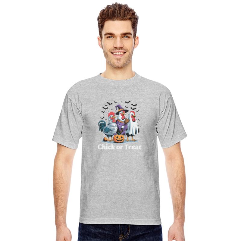 Chickens in Halloween Costumes with Pumpkin