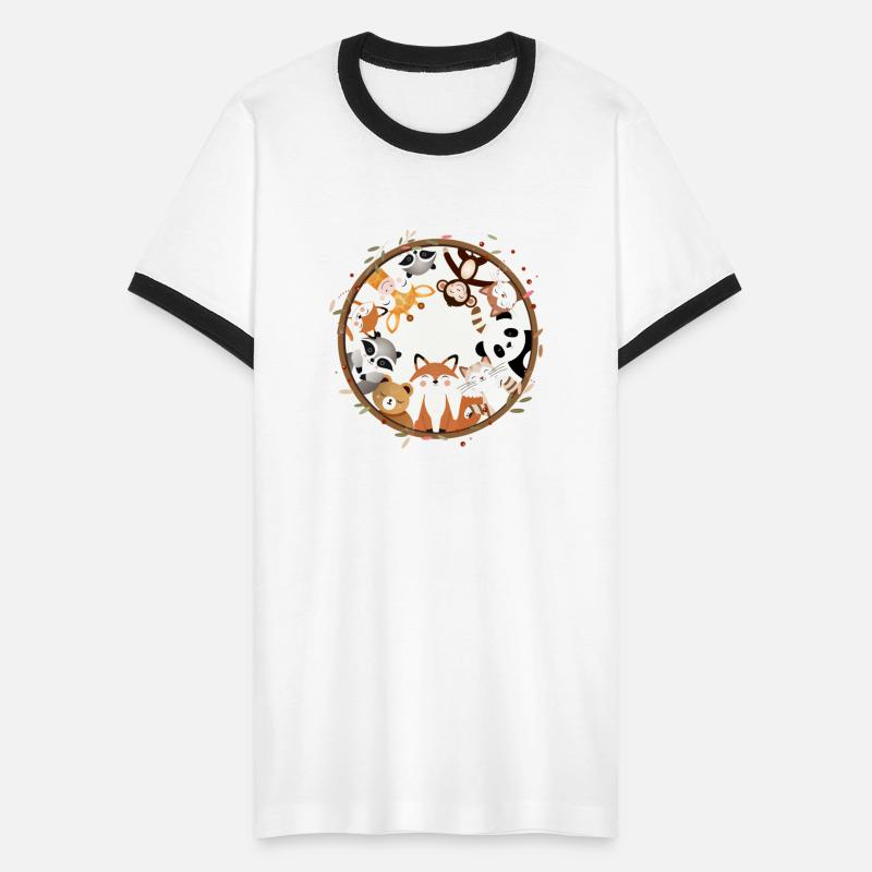 Circle full of cute animals like fox and panda