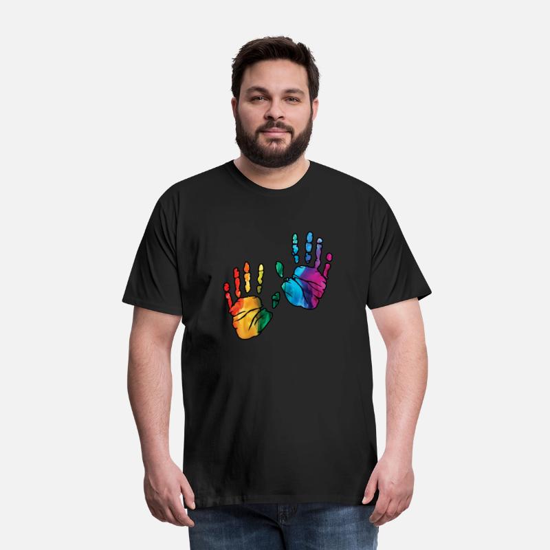 Colorful Rainbow Handprints With Smoke And Fog