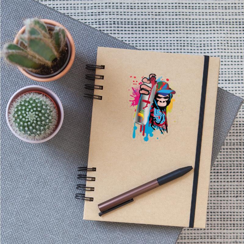 cool street art gorilla sprayer in graffiti style