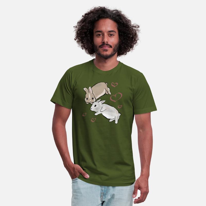 Cuddling bunnies with hearts