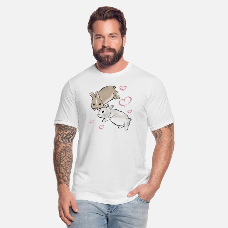 Cuddling bunnies with hearts