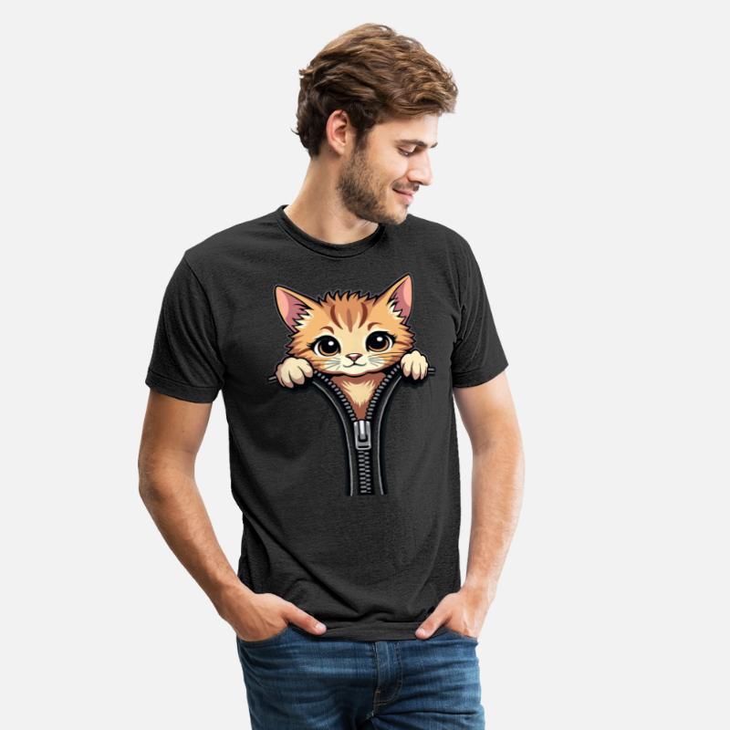 Curious Cat behind a Zipper