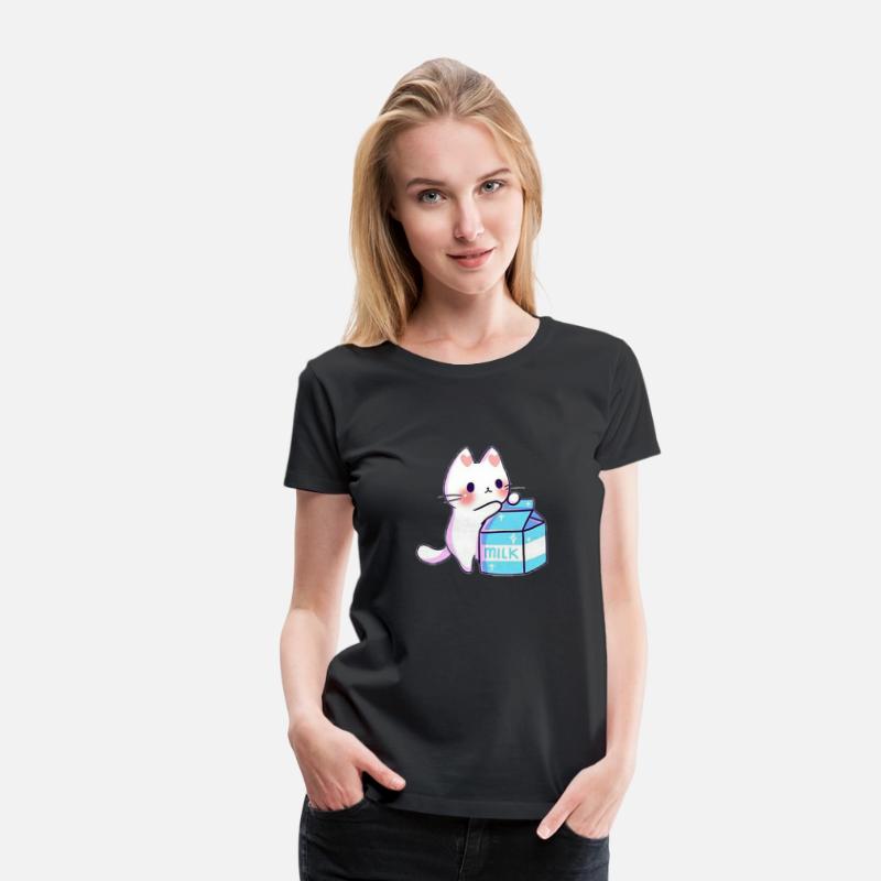 Cute Cat Kawaii With Milk Illustration