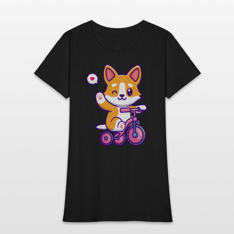 Cute Corgi Dog Riding Bicycle in Garden