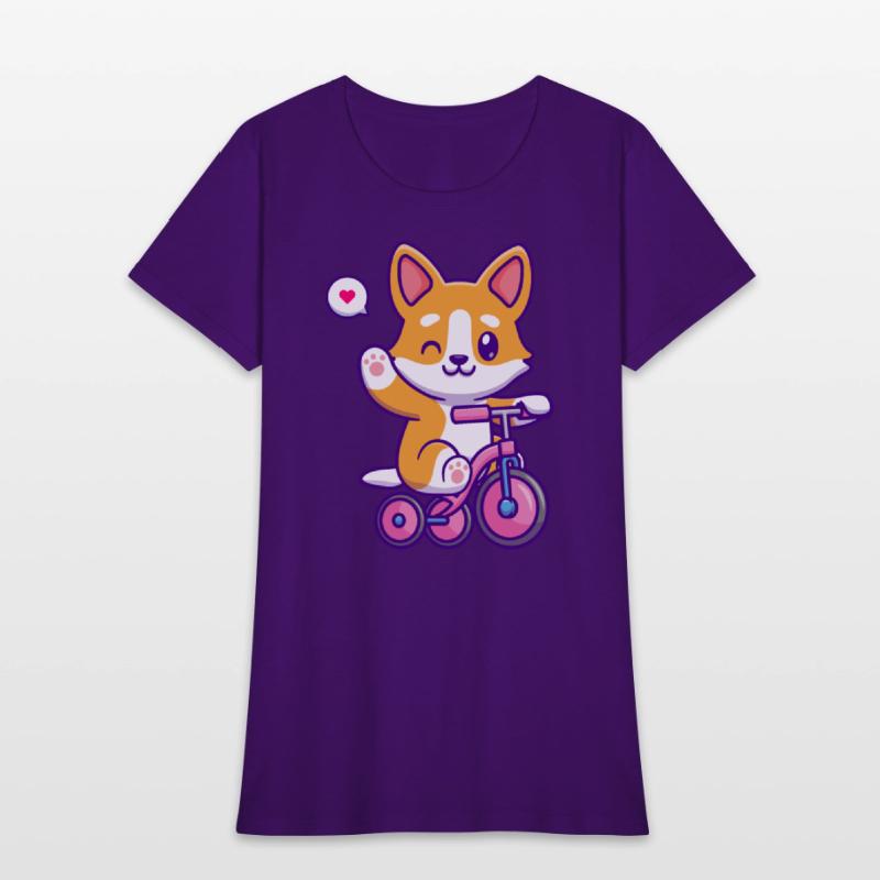 Cute Corgi Dog Riding Bicycle in Garden