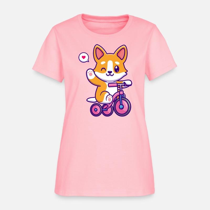 Cute Corgi Dog Riding Bicycle in Garden