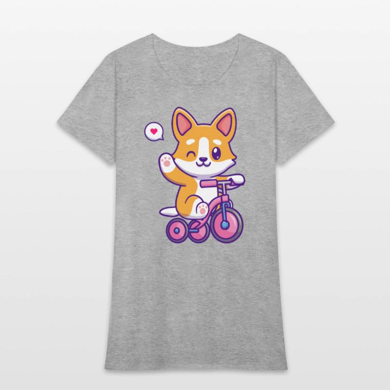 Cute Corgi Dog Riding Bicycle in Garden