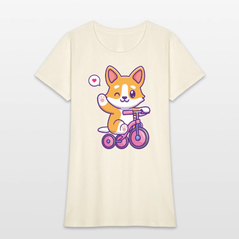 Cute Corgi Dog Riding Bicycle in Garden