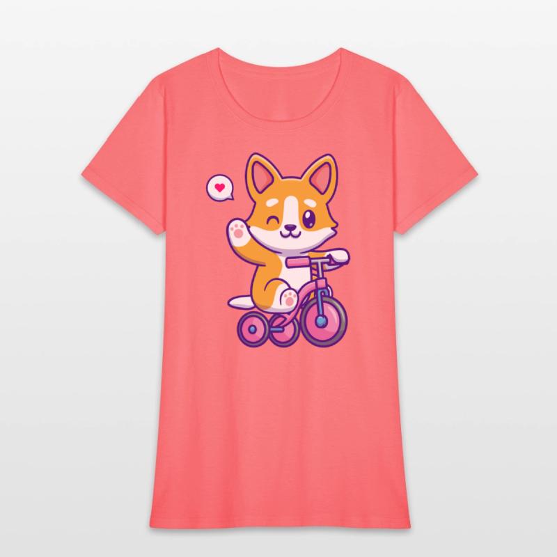 Cute Corgi Dog Riding Bicycle in Garden