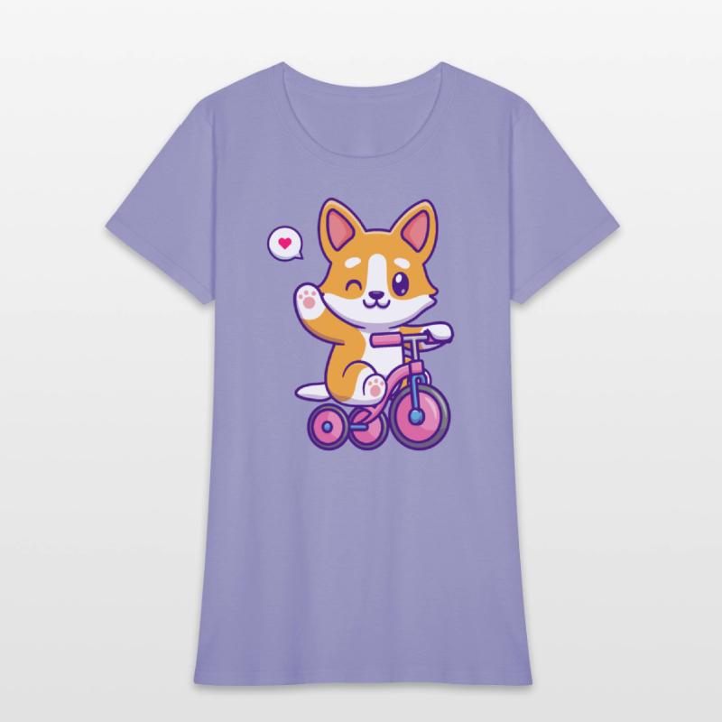 Cute Corgi Dog Riding Bicycle in Garden