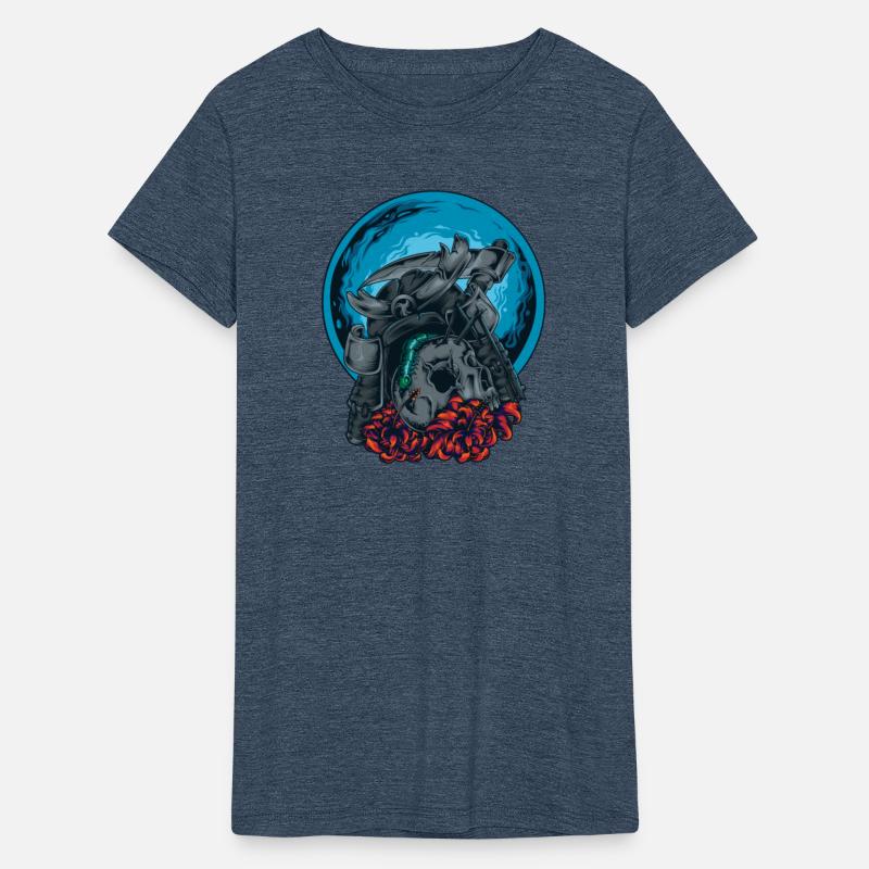 Death Skull Samurai Warrior Arrow Bug Moon Flowers