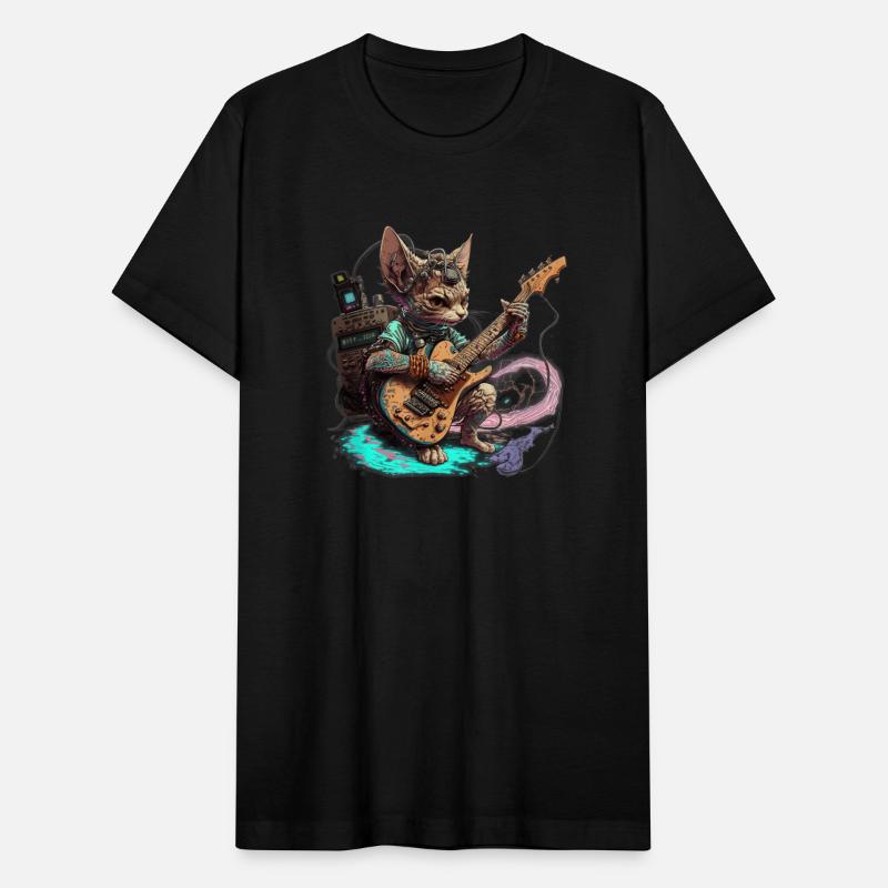 Devon Rex Cat Playing Electric Guitar Rock