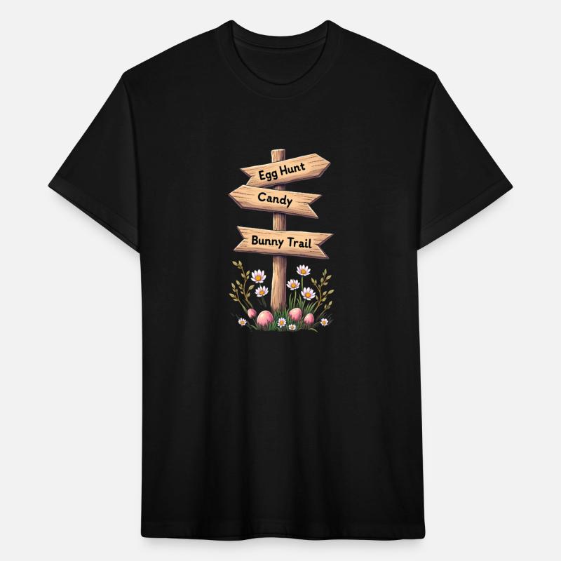 Easter Signpost T-Shirt – Rustic Egg Hunt & Bunny