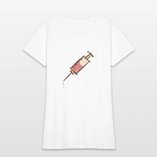 Full dripping syringe. Injection, vaccination