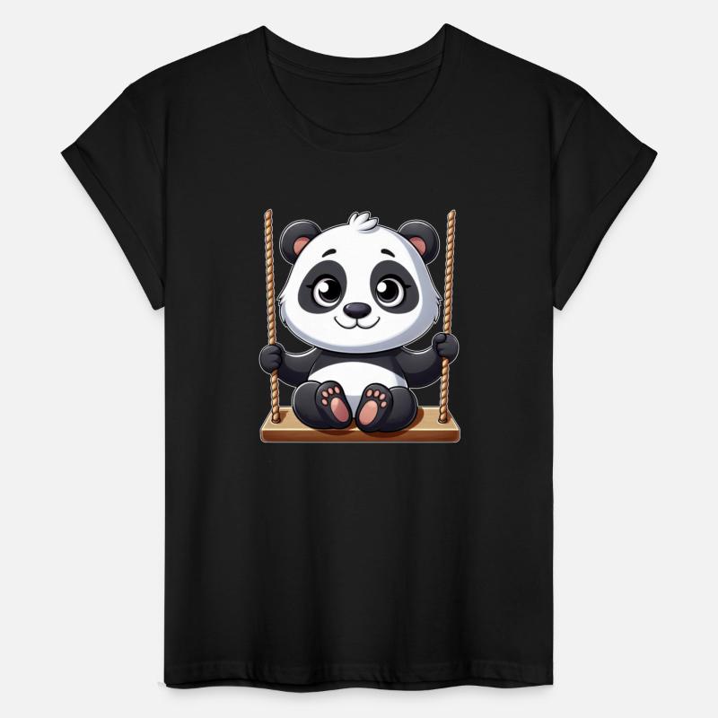Funny panda swinging playground kids fun