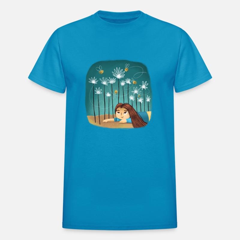 Hand drawn cartoon Girl And Bees