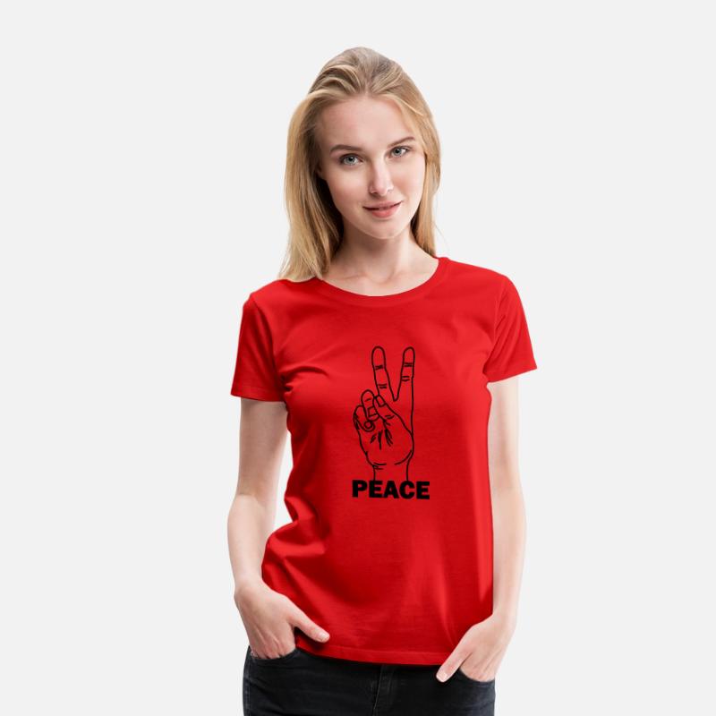 Hand gesture peace with text PEACE
