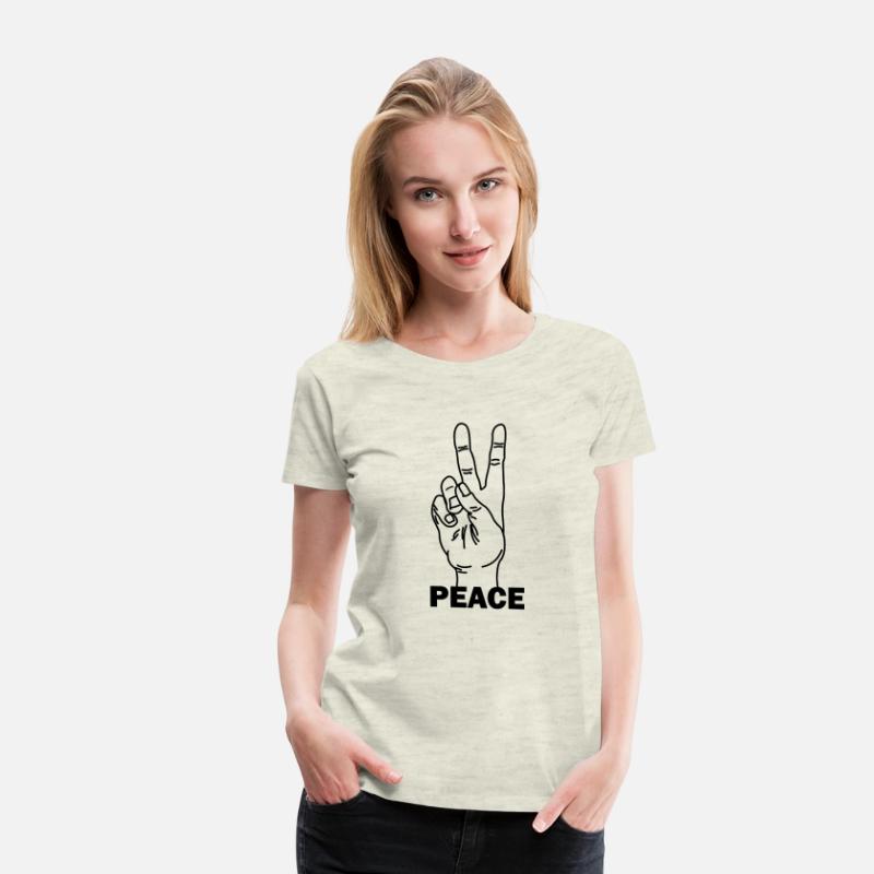 Hand gesture peace with text PEACE
