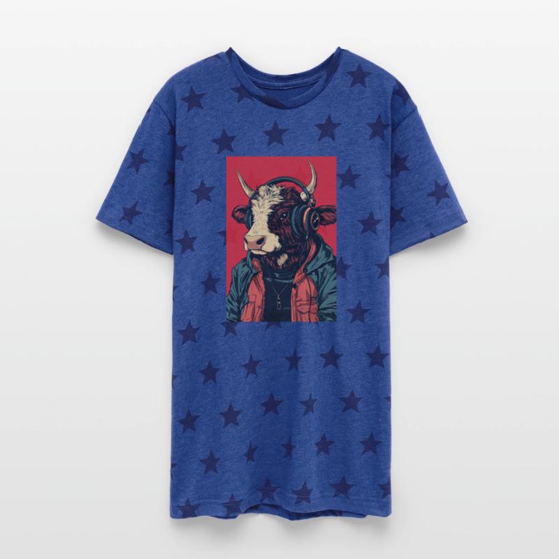 Hipster Cow with Headphones