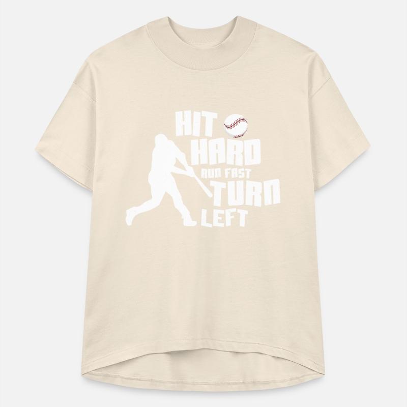 Hit Hard Run Fast Turn Left Baseball Sport Fan