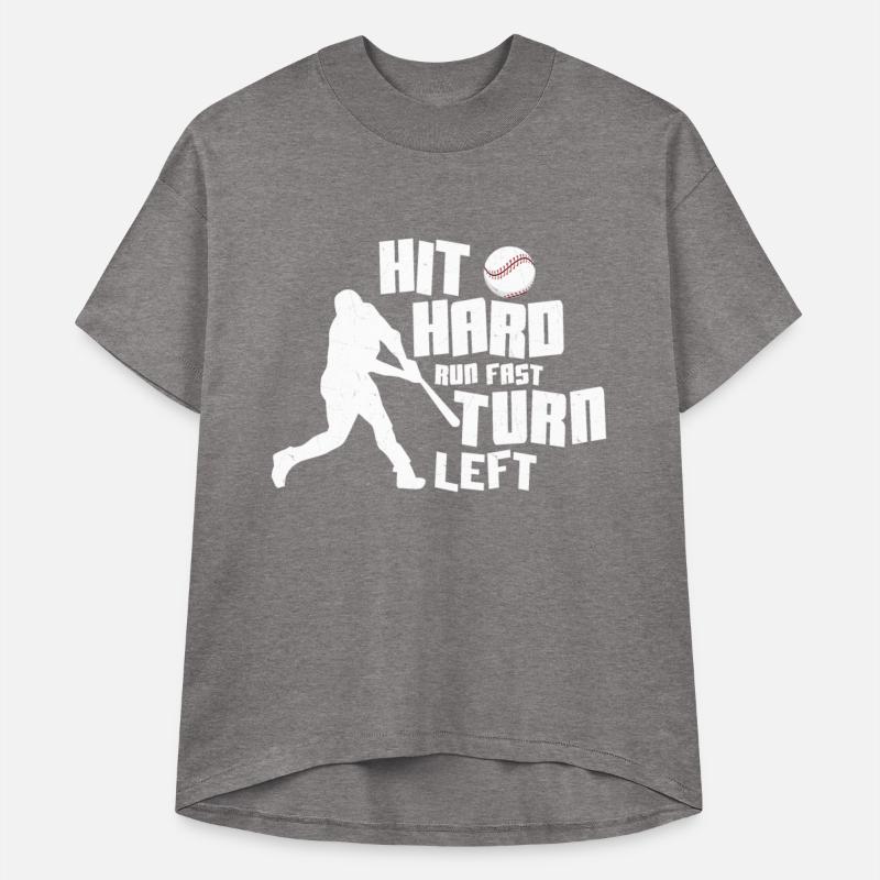 Hit Hard Run Fast Turn Left Baseball Sport Fan