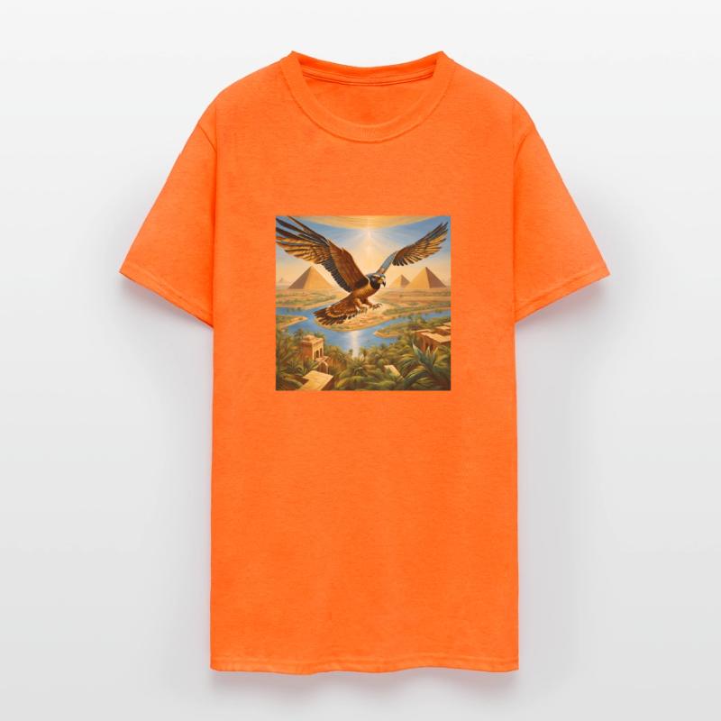 Horus Falcon Soaring Over the Pyramids