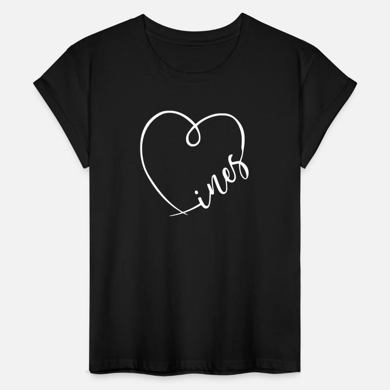 Ines Name Heart Calligraphy