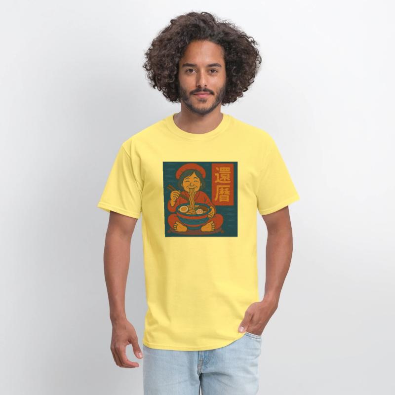 Kanreki Woman Eating Ramen Smiling into Sixty |