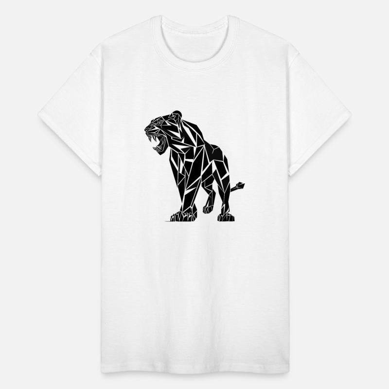 Lion Geometric Black and White Illustration of a T