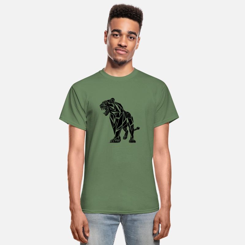 Lion Geometric Black and White Illustration of a T