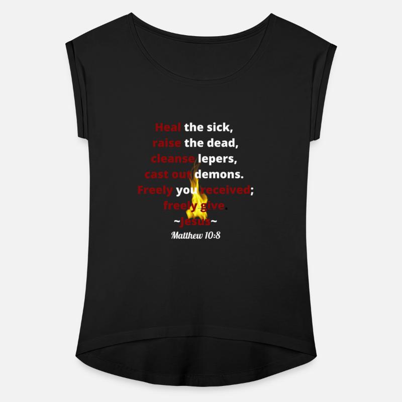 Matthew 10:8 Flame with Red and White Letters