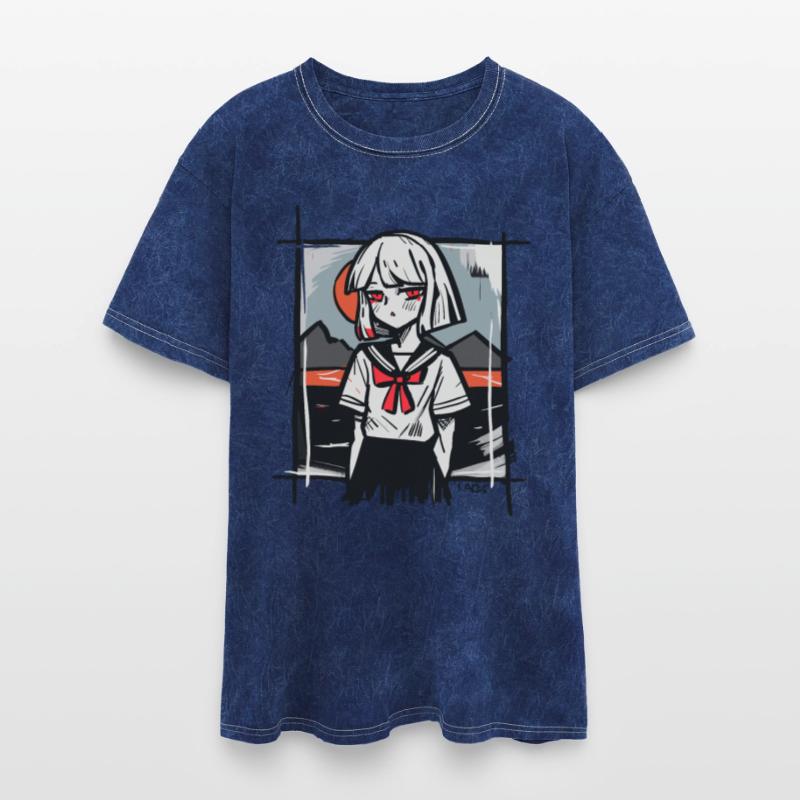 Moody Girl in Uniform at Sunset