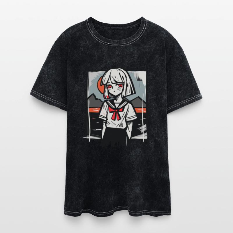 Moody Girl in Uniform at Sunset