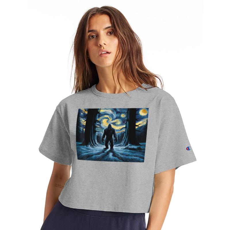 Mysterious Forest Bigfoot Night Sky Art