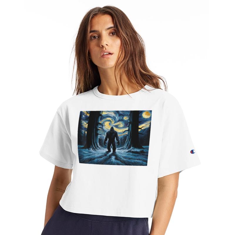 Mysterious Forest Bigfoot Night Sky Art